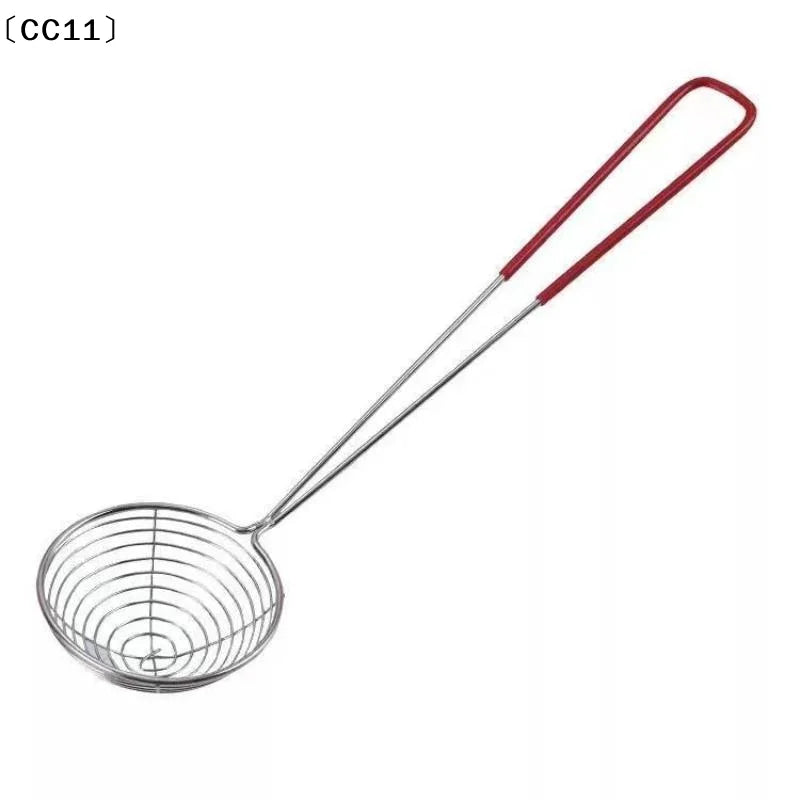 Stainless Steel Spider Strainer Heat Resistant Non-slip Red Handles Qme