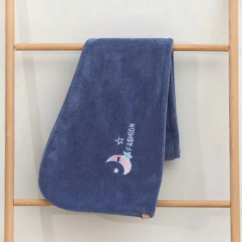 Coral Fleece Dry Hair Cap Female Cute Embroidery Soft Absorbent Quick Qme