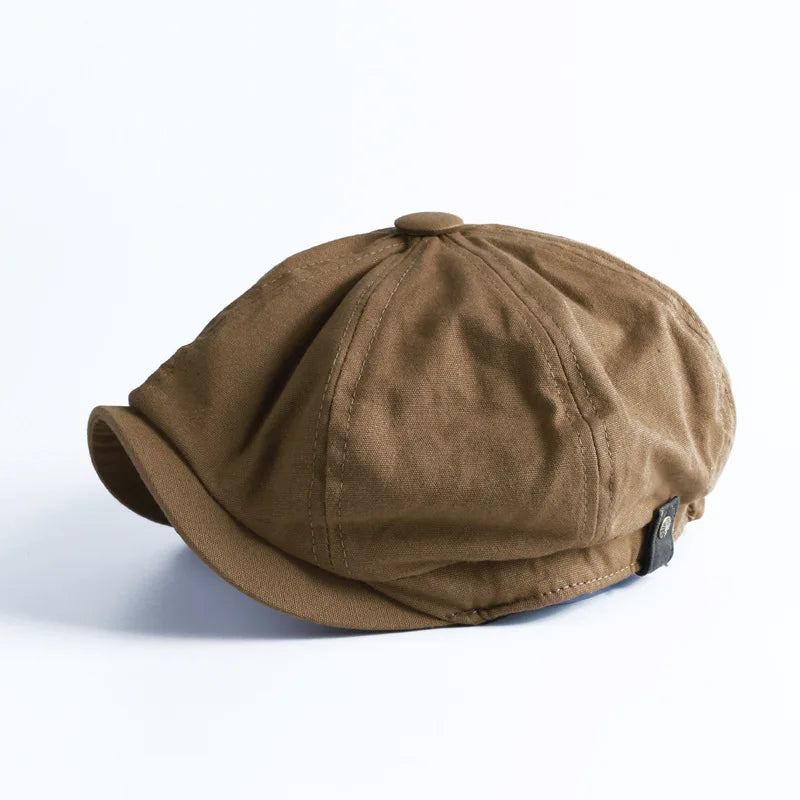 Male British Cotton Versatile Retro Newsboy Octagonal Hat Korean Tide Qme Khaki 61-63cm