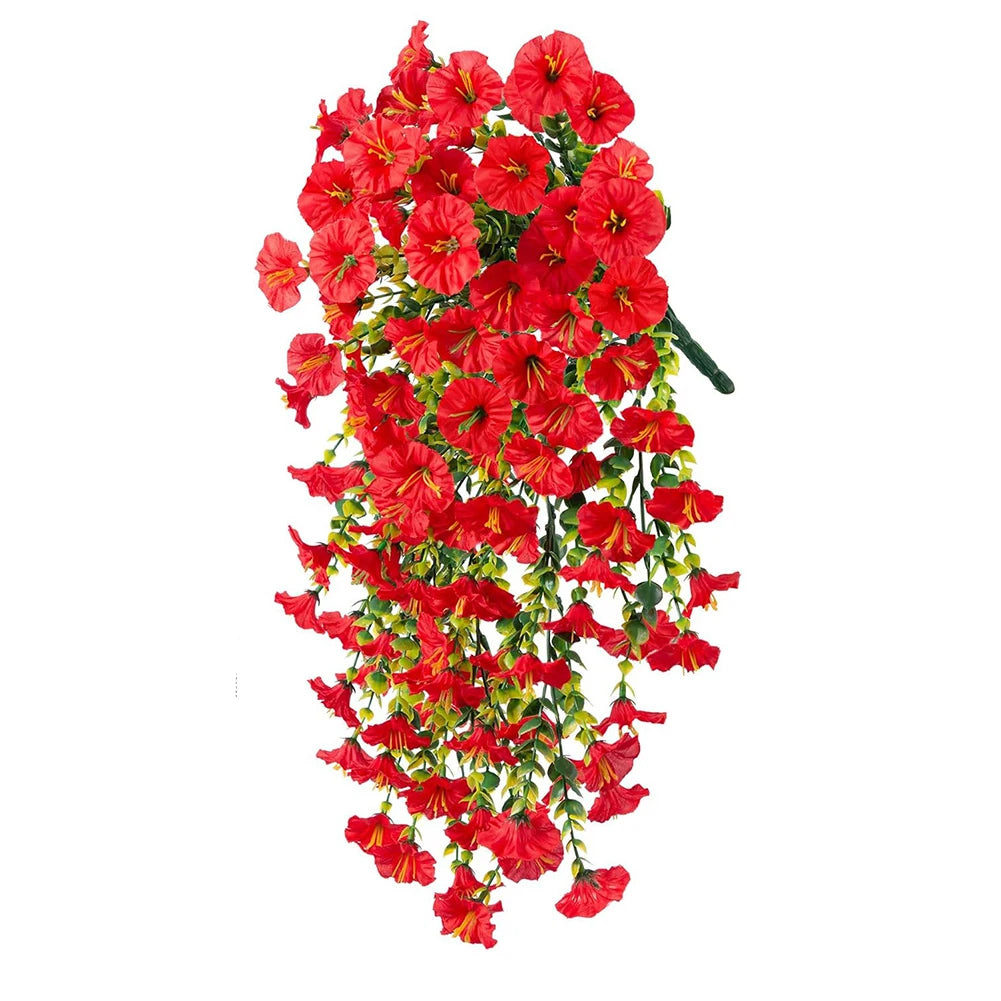 1pc 29.52" Artificial Fake Morning Glory Hanging Flowers UV Resistant Realistic Hanging Petunias Plants For Garden Wedding Decor Qme