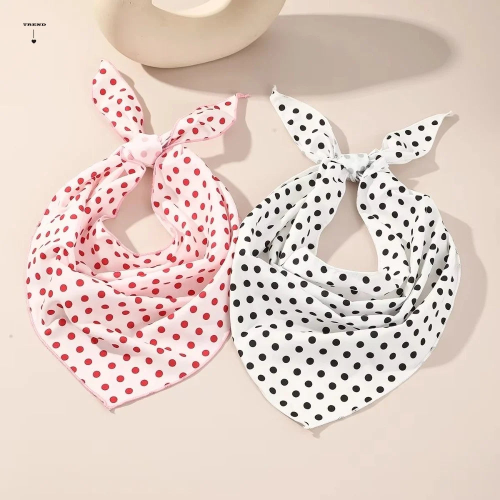 Stacked Wear Solid Polka Dots Triangle Scarf Thin Versatile Foulard Qme