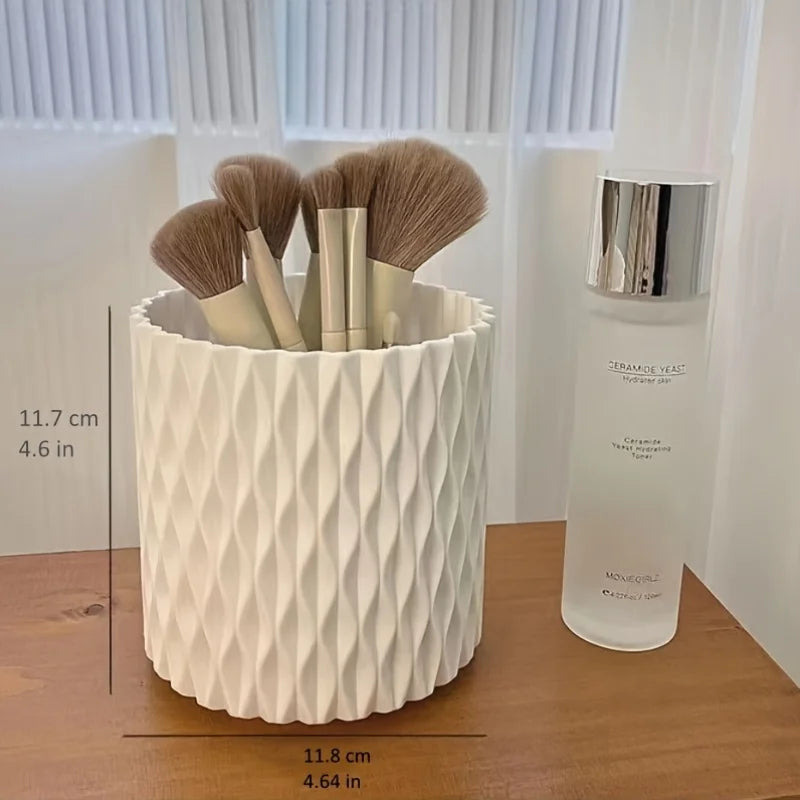 1pc Makeup Brush Storage Box 360° Rotating Desktop Cosmetic Eyebrow Pencil Makeup Lipstick Storage Box Qme