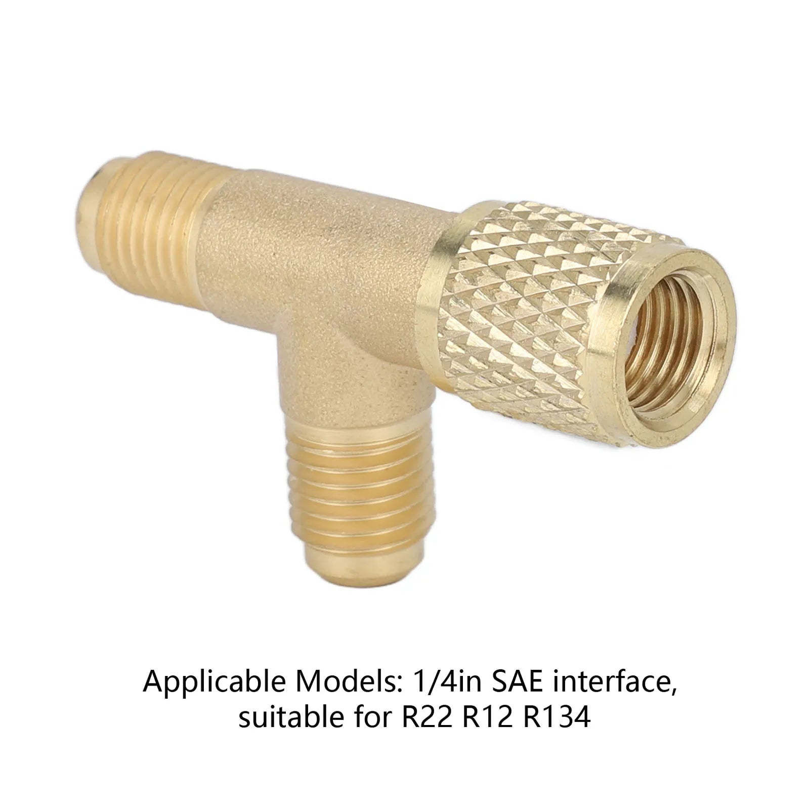 Quick Coupler Tee Adapter with Valve Core Brass 1/4in SAE Sturdy Structure for R22 R12 R134 Qme