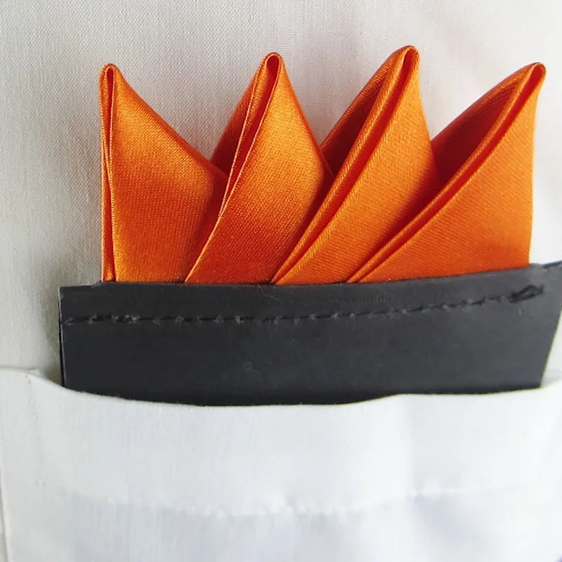 Men's Pre-folded Pocket Square Card Triangles Wedding Groom Party Qme Orange