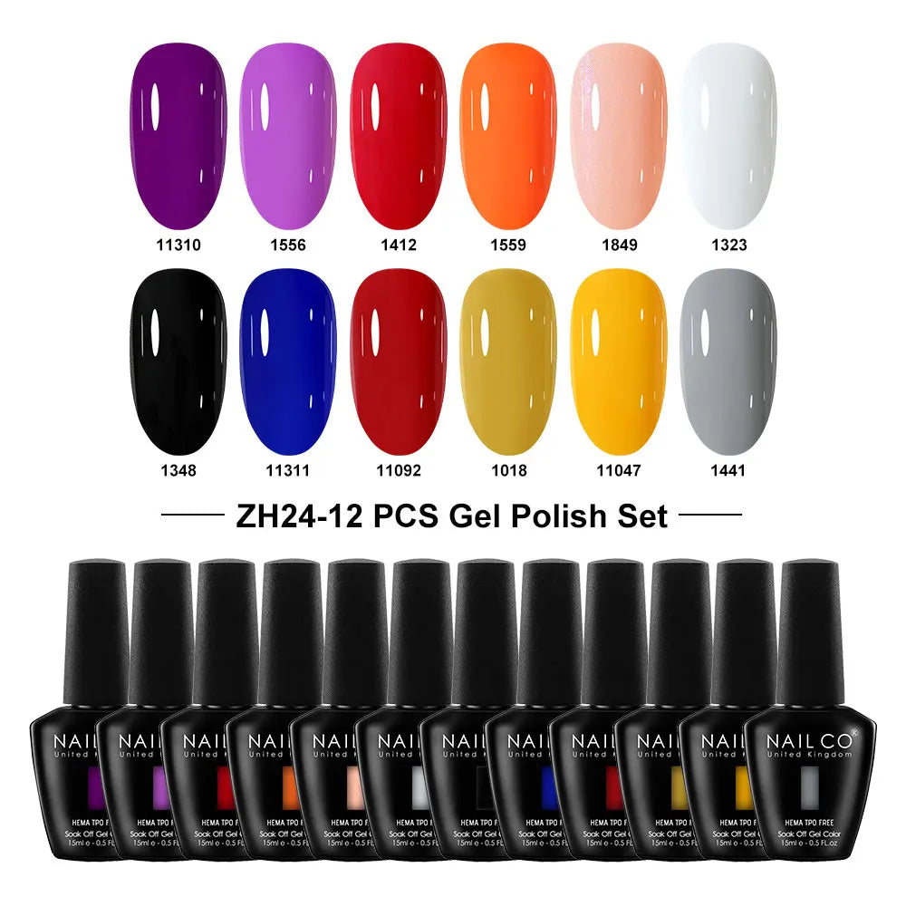 NAILCO Summer Macaroon Gel Nail Polish Semi Permanent UV Soak Off Art Qme NC-12H-ZH24
