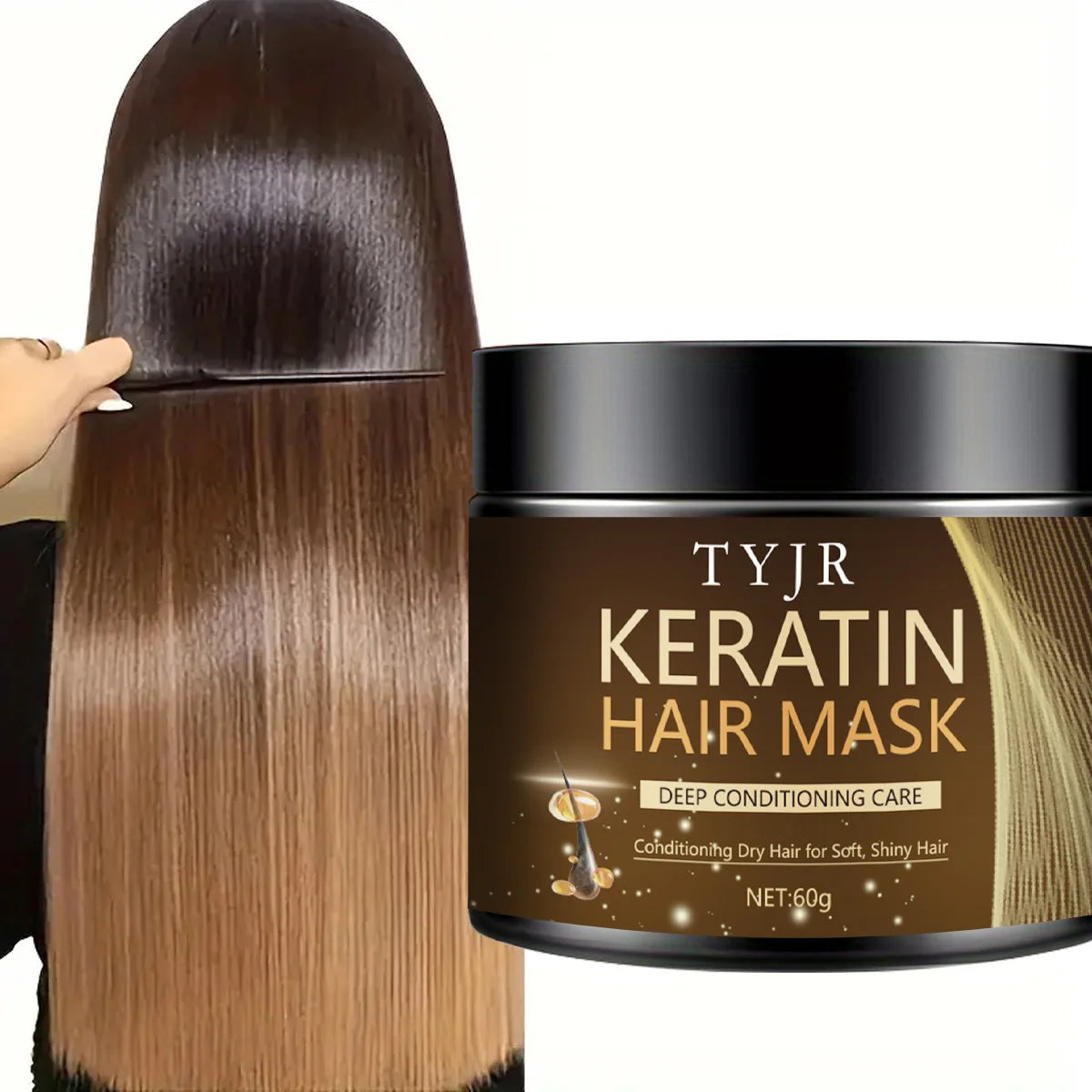 Keratin Hair Mask Professional Hair Care Deep Repair Mask Suitable for All Hair Types | Small Travel Bag/60G Qme Three Items