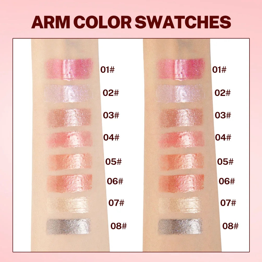 QIBEST 8 Colors Glitter Lip Gloss Makeup Sets Lasting Shiny Shimmer Lip Glaze Makeup Lip Tint Moisturizing Lip Balm Oil Lipgloss Qme