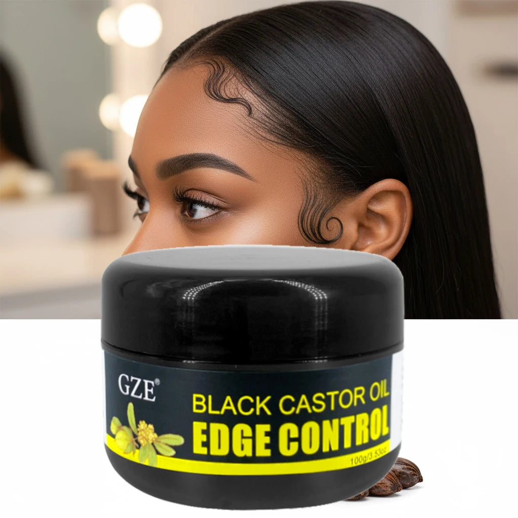GZE African Black Castor Extra Hold Braid,Contains Black Castor Oil & Coconut Oil Edge Control, Hair Wax Gel for Women Qme
