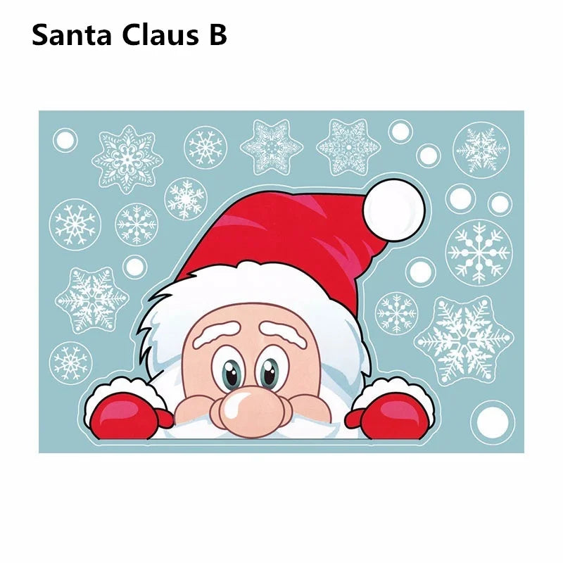Snowflake Santa Elk Christmas Colorful Static Glass Sticker Window Home Decoration Qme Santa Claus B
