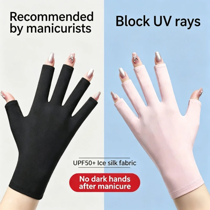 Anti UV Gloves Gel Professional Protection Gloves For ManicuresProtect Hands Nail Art Stretchy Fingerless Glove For Home Outdoor Qme