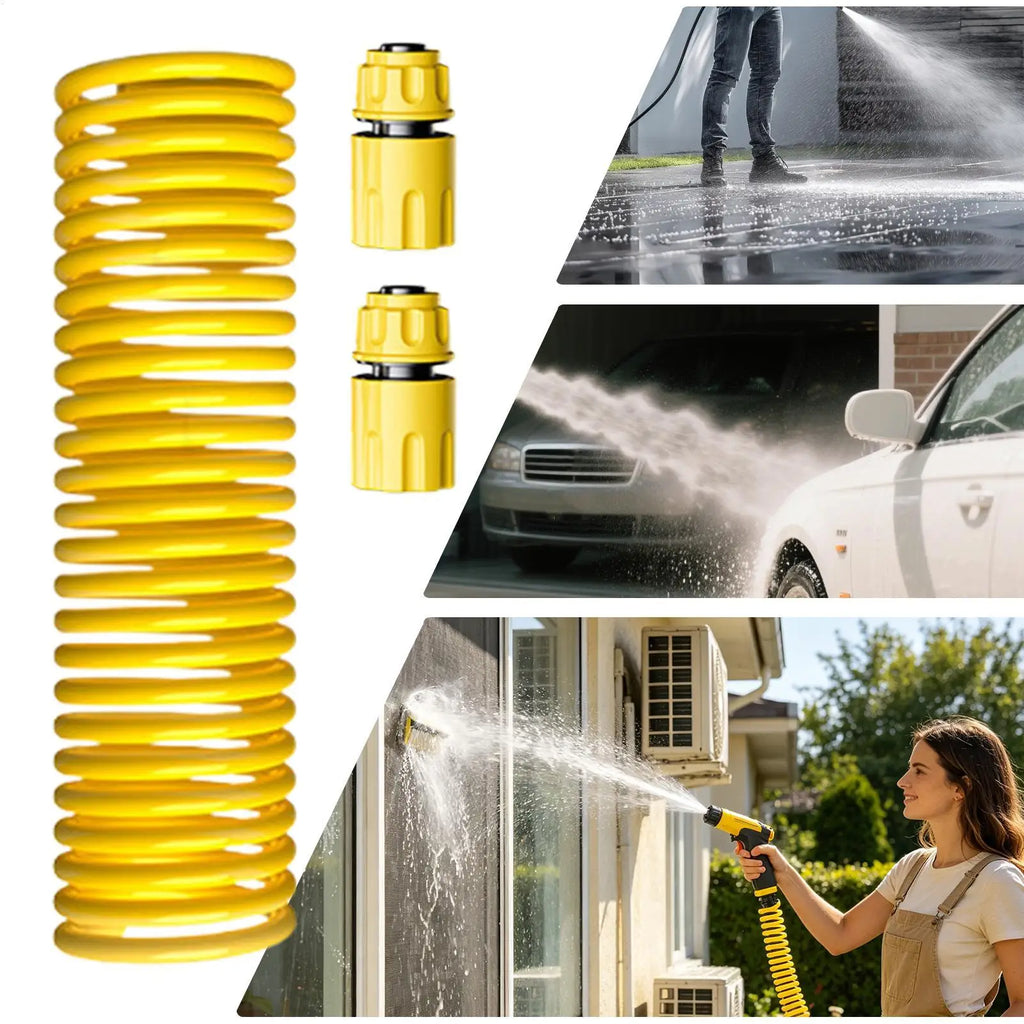 Coiled Garden Hoses Retractable Spring Design Watering Sprayer Pipe Water Hose For Camper Yard Lawn Car Outdoor RV Pet Bathing Qme