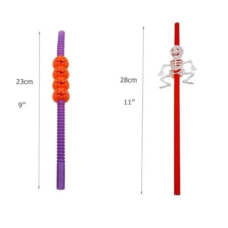 Halloween Cartoon Straws Skull Pumpkin Party Drinking Bar Home Qme