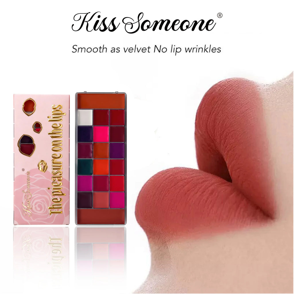 20 Color Lip Color Waterproof Sweat Proof Powder Blusher All-in-One Makeup Plate Matte Color Makeup Mouth Red Lip Glaze Qme