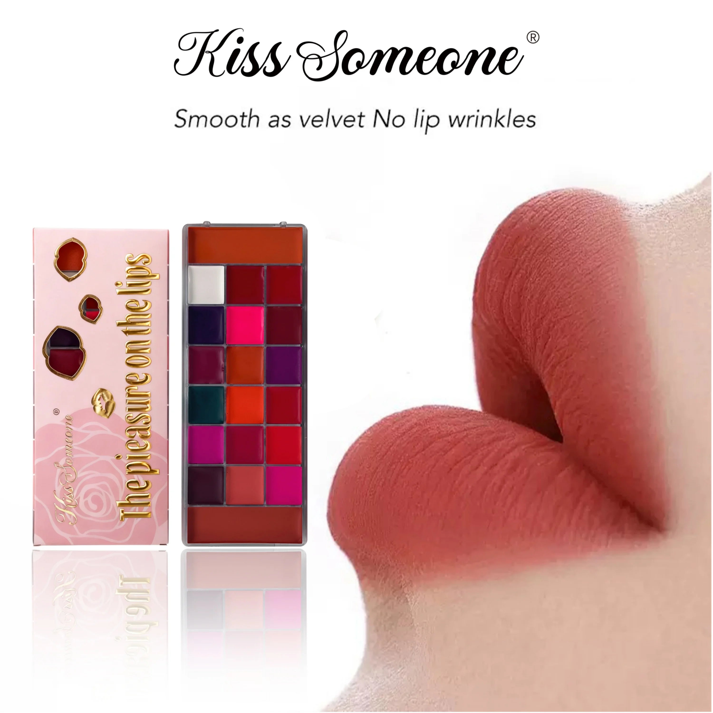 20 Color Lip Color Waterproof Sweat Proof Powder Blusher All-in-One Makeup Plate Matte Color Makeup Mouth Red Lip Glaze Qme