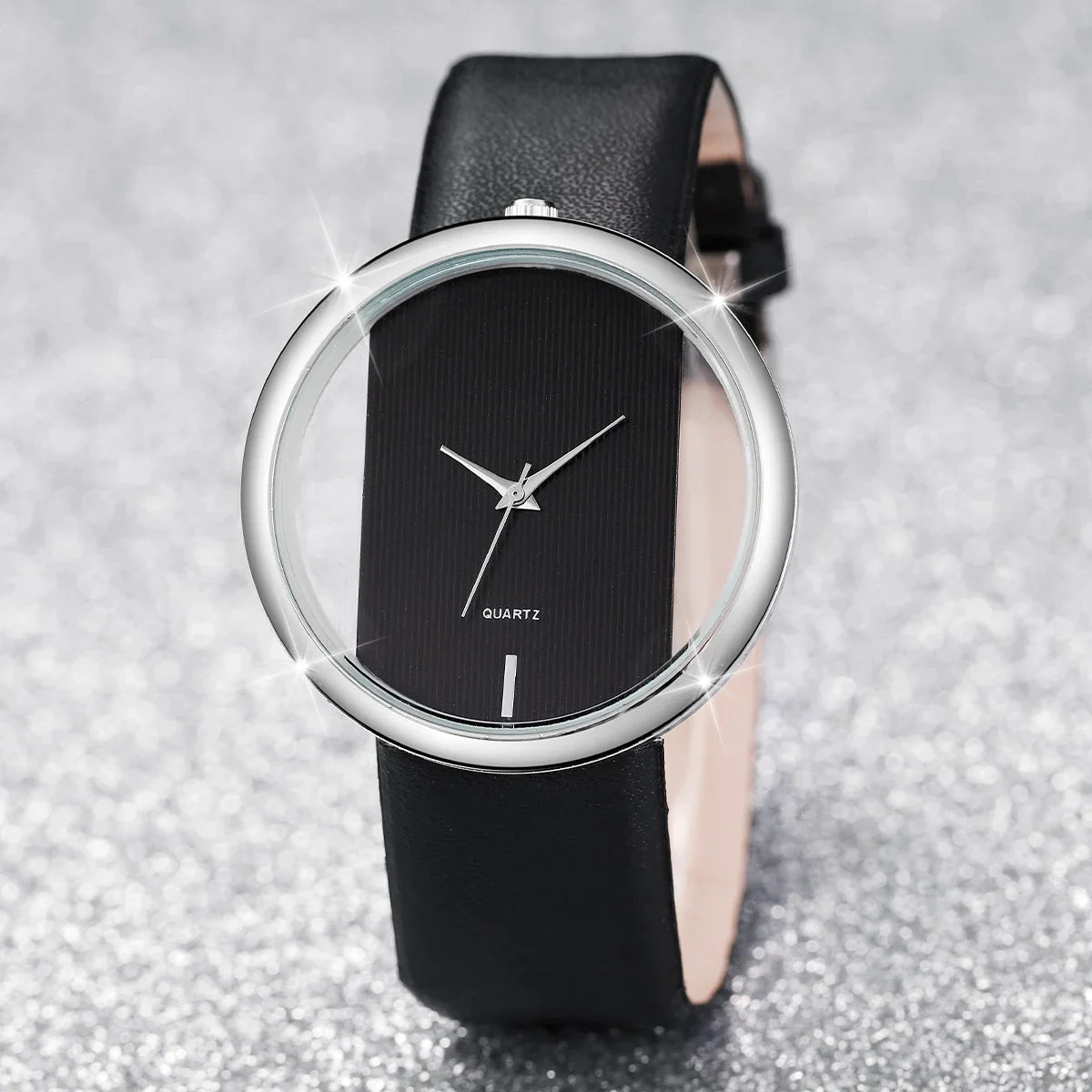 Women's Hollow Quartz Watch with Leather Bracelet, Pearl Jewelry Set, Fashion Watches, Without Box, 5 Pieces Per Set Qme