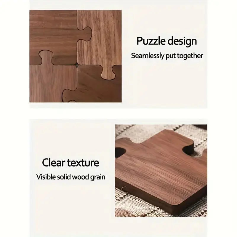 Vintage Wooden Puzzle Coasters Heat Resistant Mats Bar Dining Table Qme