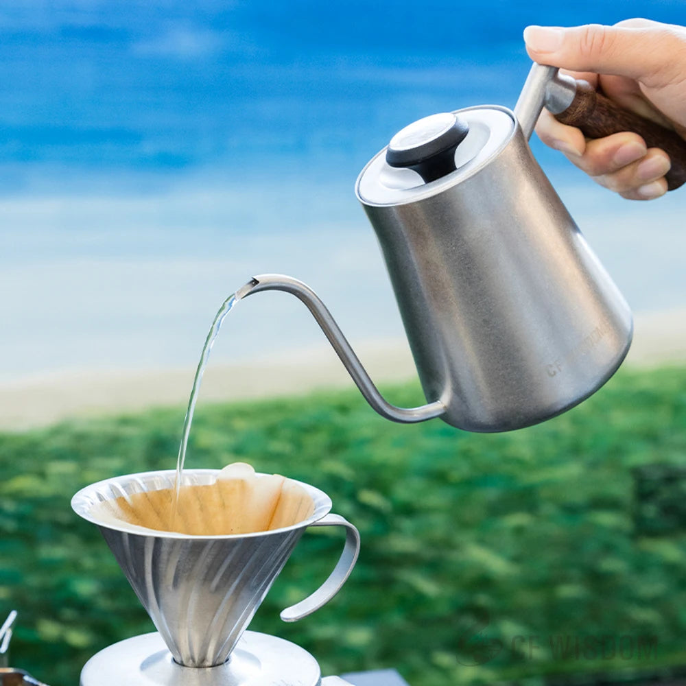 CF WISDOM Classic Vintage Stainless Steel Coffee Drip Pot Temperature Qme