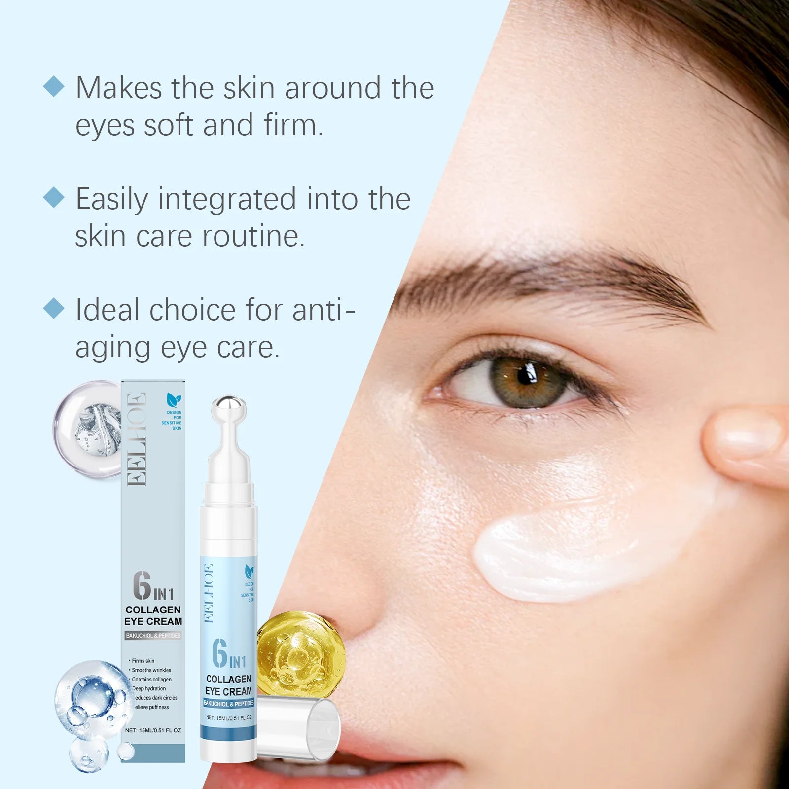 Lightening Dark Circles Eye Cream Anti-Puffiness Fade Fine Lines Firming Hydrating Moisturizing Under Eye Care Collagen Eye Crea Qme