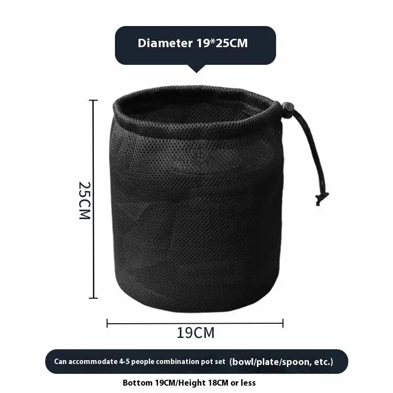 Outdoor Camping Storage Protective Bags Portable Picnic Cookware Mesh Qme 4 Black