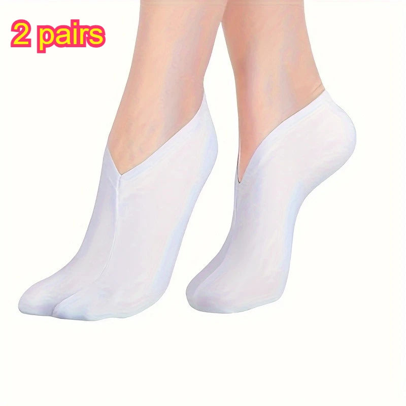 Reusable Moisturizing Socks for Foot Care, Cotton Spandex Anti-dry Crack Foot Cover for Home SPA Qme 2 pairs One Size