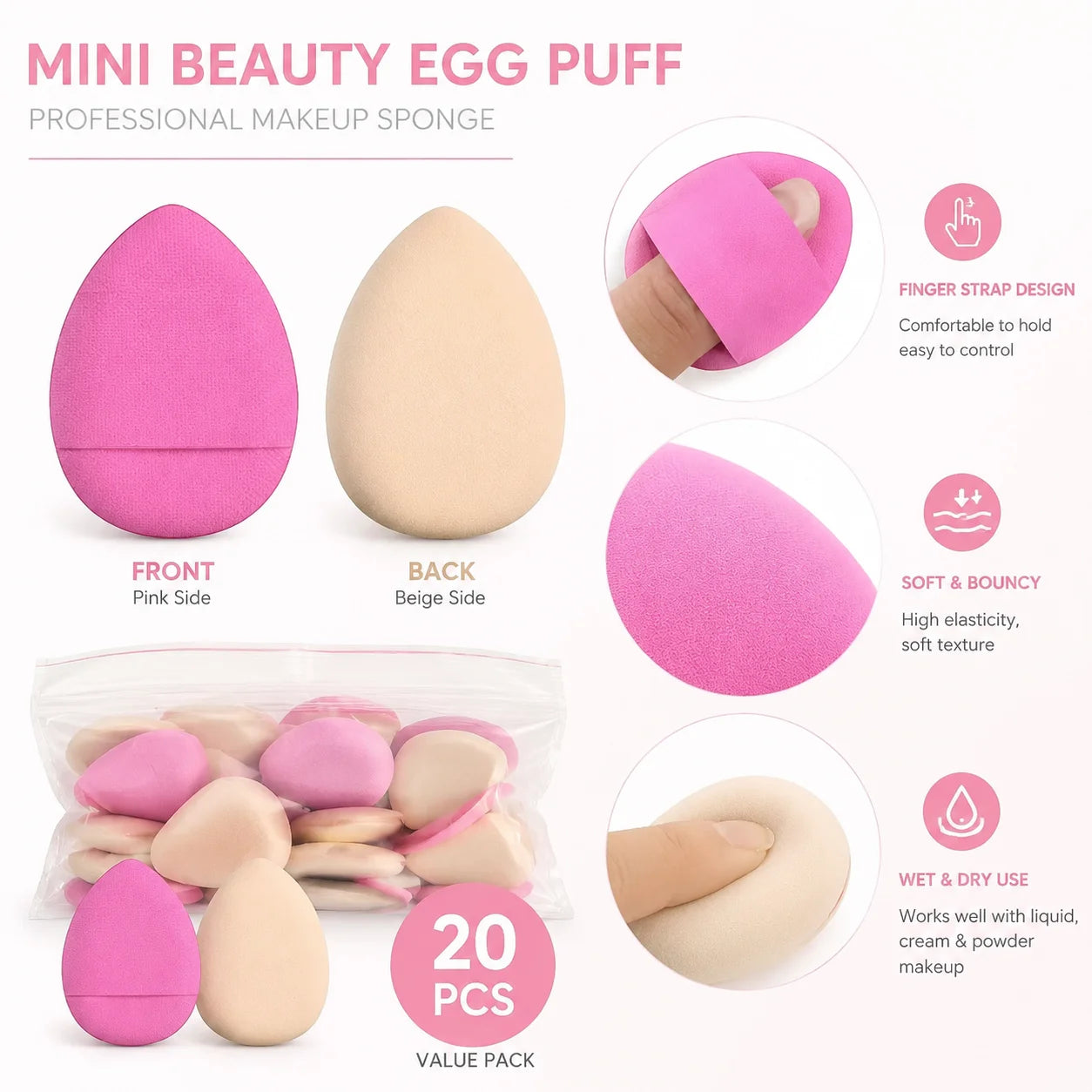 Mini Finger Puff Foundation Small Air Cushion Powder Sponge Face Qme purple