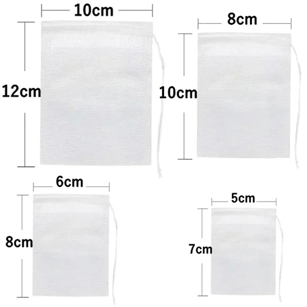 Disposable Tea Filter Bags Non-woven Fabric Bag Drawstring Kitchen Qme