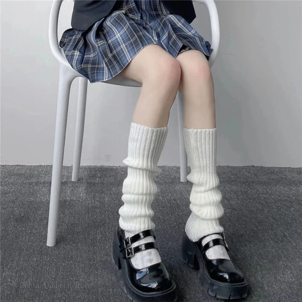 Women's Leg Warmers Lolita Long Socks JK College Knitted Warm Autumn Qme