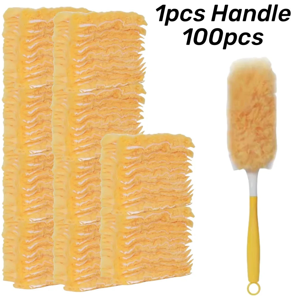 Double Sided 360 ° Electrostatic Precipitator for Household Clean Ceiling Corner Dust Spider Web Replaceable Dust Removal Cloth Qme Yellow Set 6