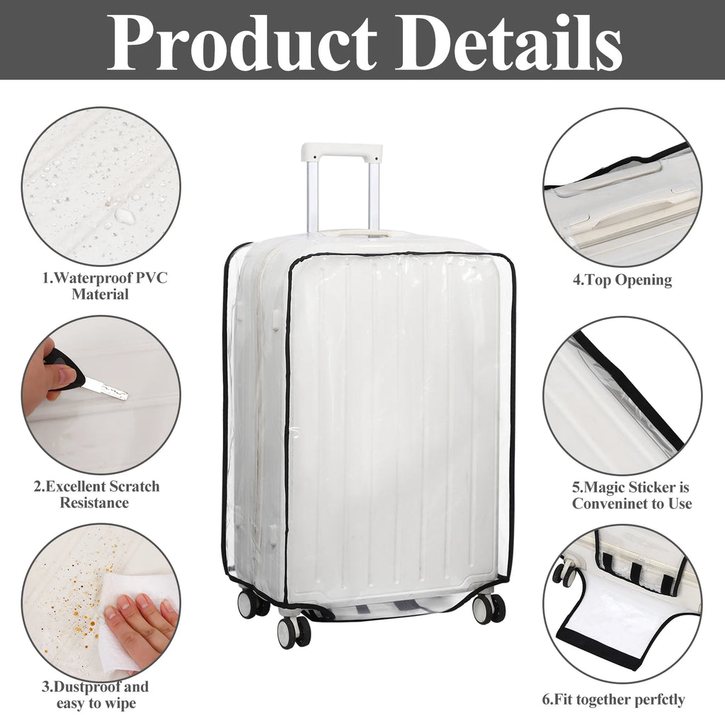3Pcs Suitcase Cover Protectors PVC Luggage Cover For Suitcases 20/24/28 Inch Transparent Clear Suitcase Cover For Wheeled Trolle Qme