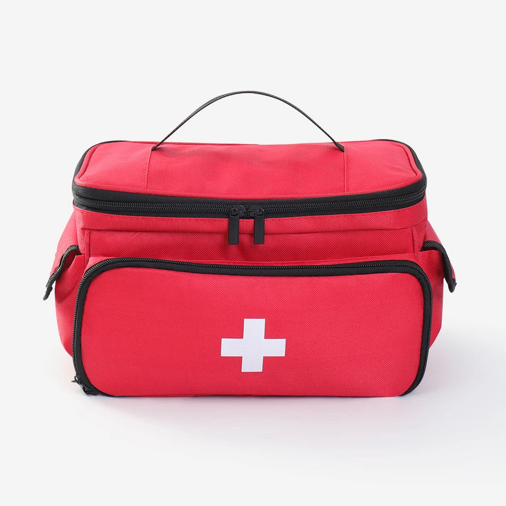 High-Capacity Portable First Aid Kit, Travel Medicine And Medication Storage Bag Oxford Cloth Organizer Box Emergency Survival Qme Red
