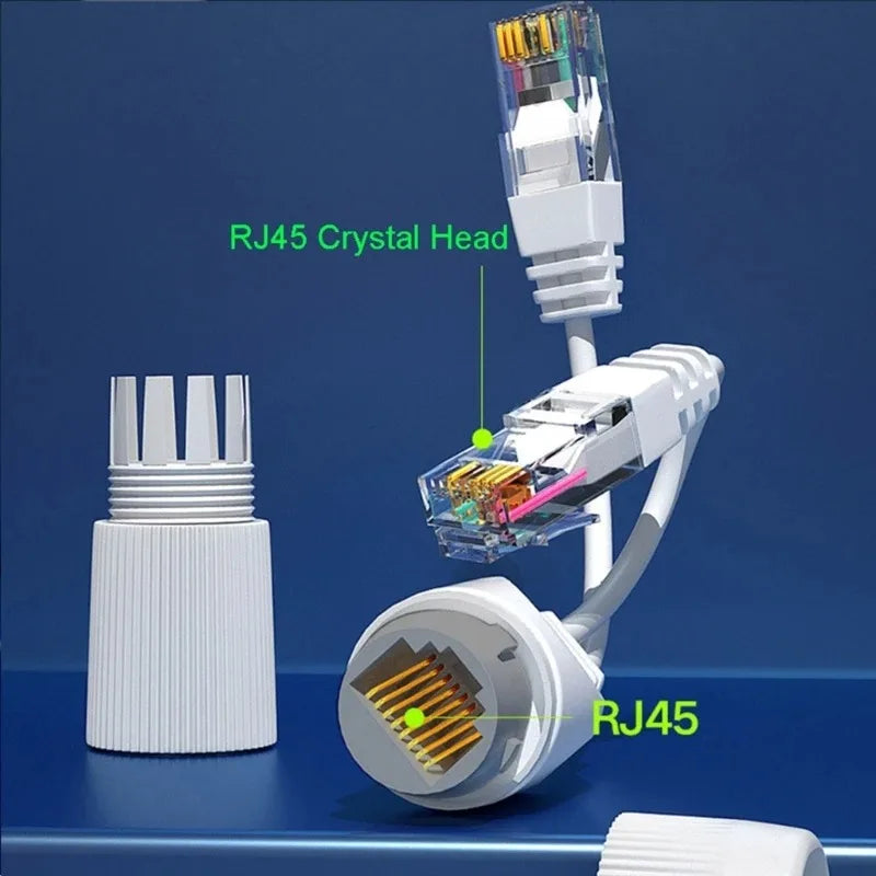 2PCS Waterproof Ethernet Splitter 1 to 2 Adapter Simultaneous Internet POE Monitoring Tandem Power Supply Qme