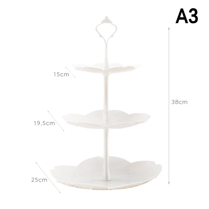 PPServing Stand Dessert Tower Sum Fruit Tray 2 3 Tier Tea Party Baby Qme A3