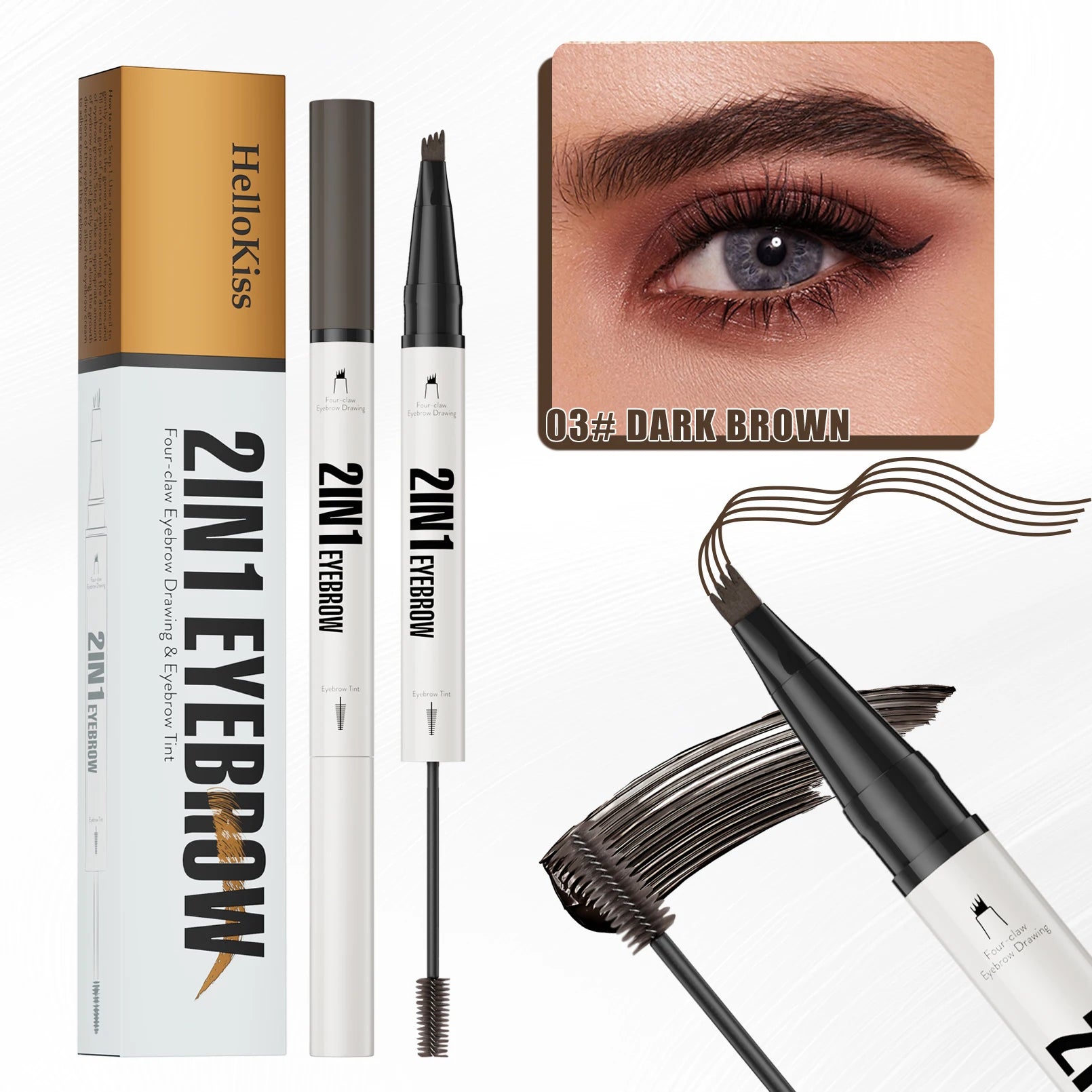 4D Microblading Eyebrow Pen 4 Forks Tip Eyebrow Tattoo Pencil Long Lasting Fine Sketch Liquid Eye Brow Make Up Qme