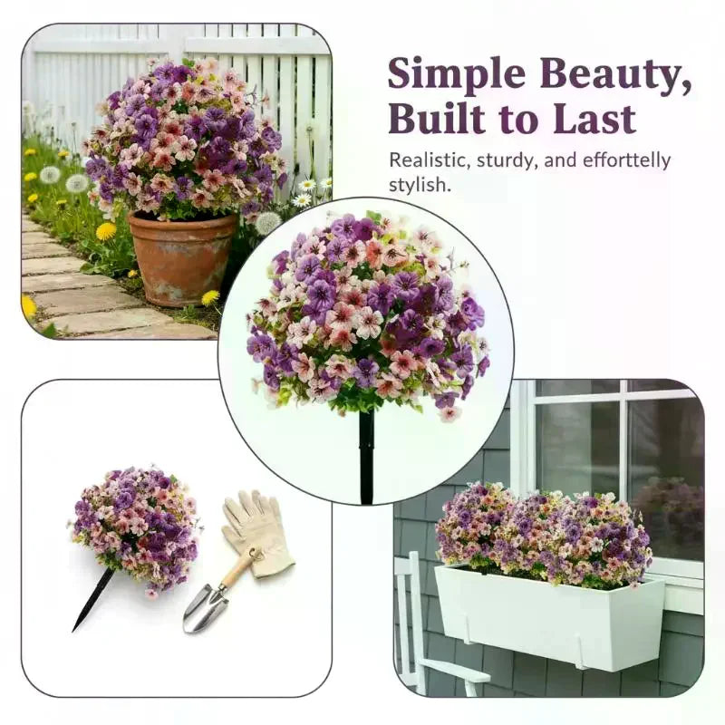 Artificial Violet Flower Topiary Stake Fade Proof Realistic Fake Flower Bush For Garden Yard Patio Lawn Outdoor Landscape Decor Qme
