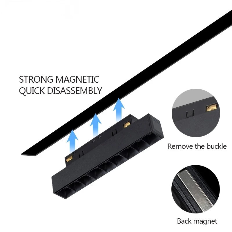 New Magnetic Track Light Dimmable Remote Control 48VLed Ceiling Lamp Track Rail Lighting No Main Light Design Spotlight Qme
