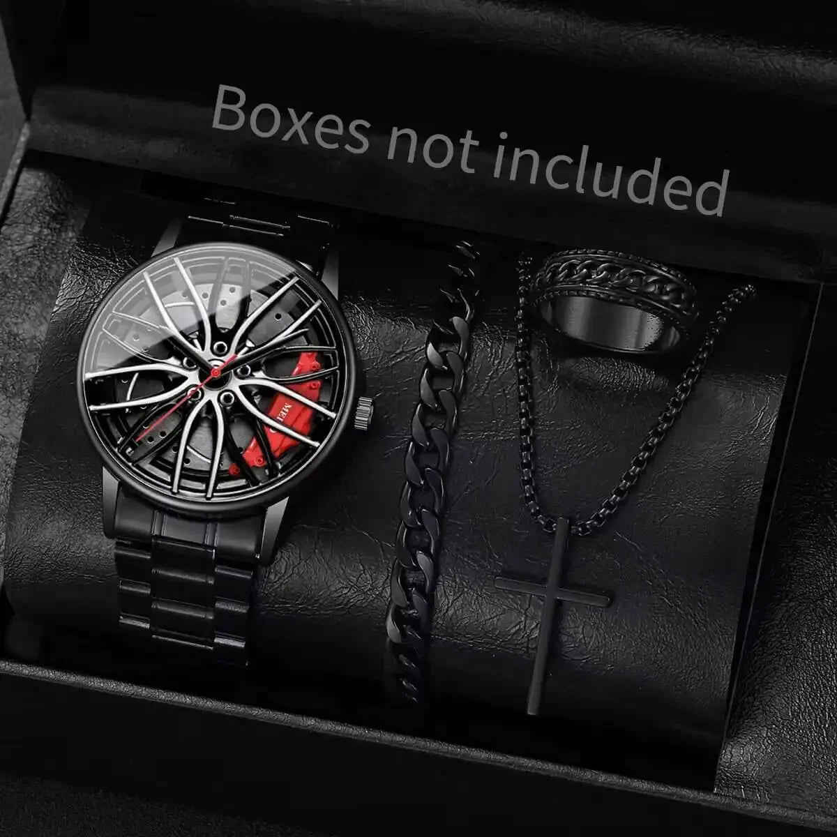 Trendy brand sports car wheel clamp design, trendy student watch, 3D racing elements Qme red