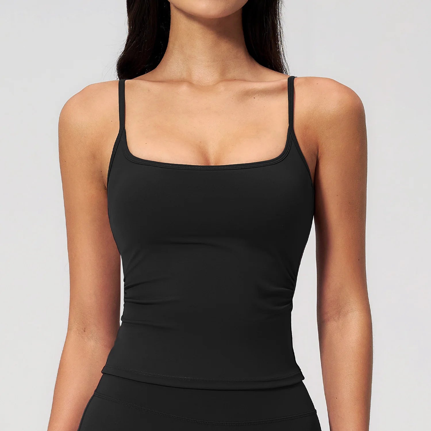 A NCLAGEN GYM Tank Top With Built-In Bra Women's Yoga Clothing Running Square Neck Fitness Vest Beautiful Back Sports Workout Qme Advanced Black S