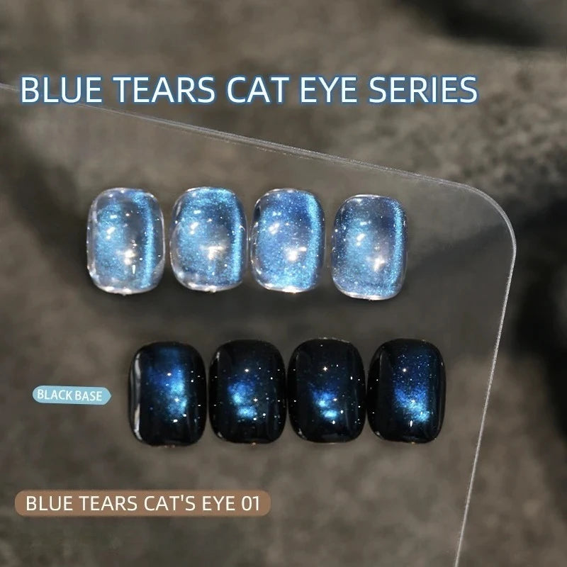 Blue Tears Cat Eye Nail Art, 3 Colors 1pc/3g Unique Blue Color And Magnetic Powder, Gives A Dreamy, Romantic Feeling Qme