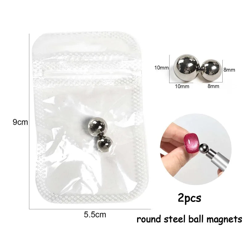 Strong magnetic Long Double Head Nail Magnet Tool Pens Magnetic Cat Eye Gel Polish Nail Art Kit for DIY Salon Studio Or Home Use Qme 2pcs ball 10mm 8mm