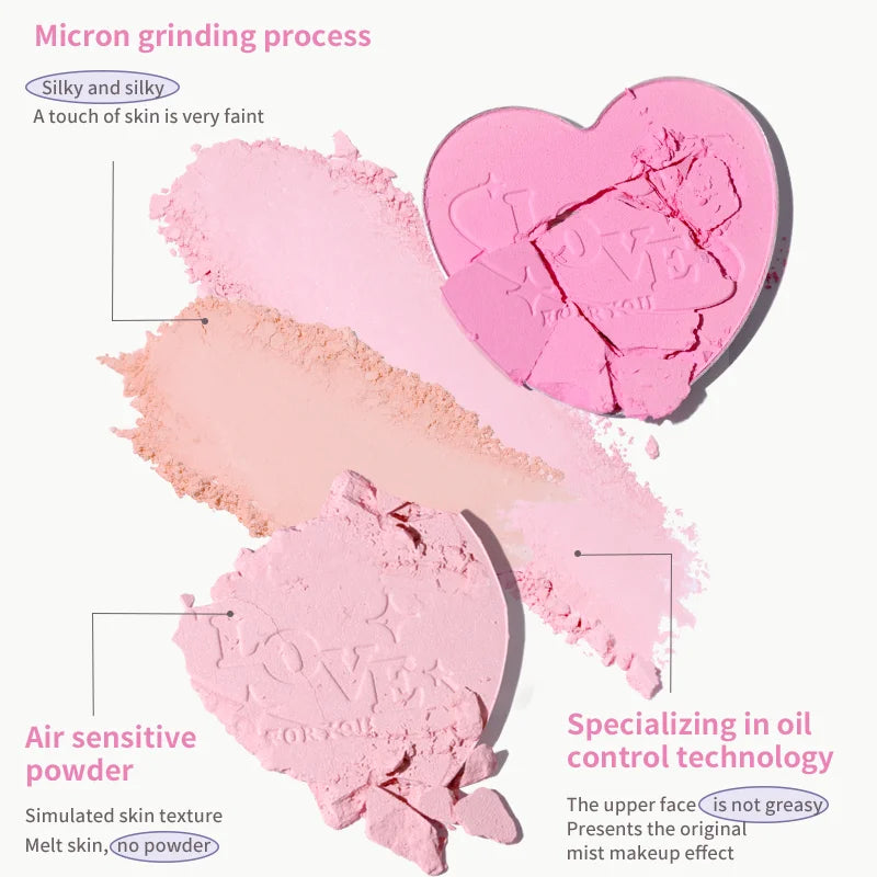 Cheek blush, mixed colors, powder blush, contouring and highlighting the face, sparkling or matte, lightweight, smooth Qme
