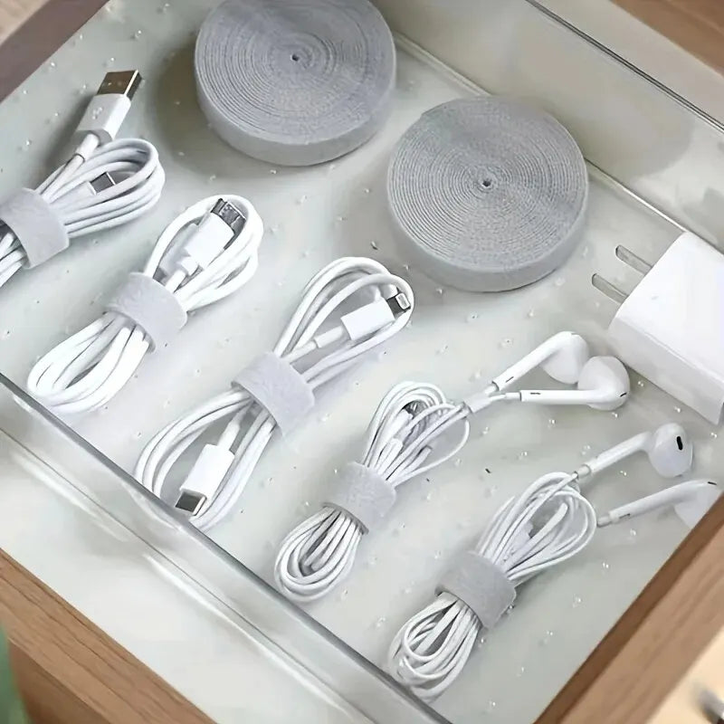 3m/5m 1 Roll Reusable Fastening Tape Cable Ties Multi-Purpose Cord Organizer Computer TV Wire Storage Data Cable Management Tie Qme