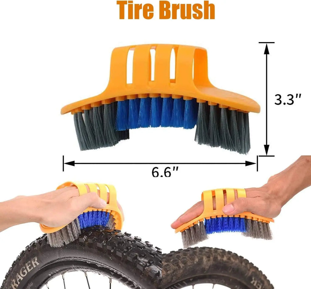 8PCS Bike Cleaning Tool Set Bicycle Clean Brush Kit for Bike Chain/Tire/Sprocket Cycling Corner Stain Dirt Clean Fit Qme