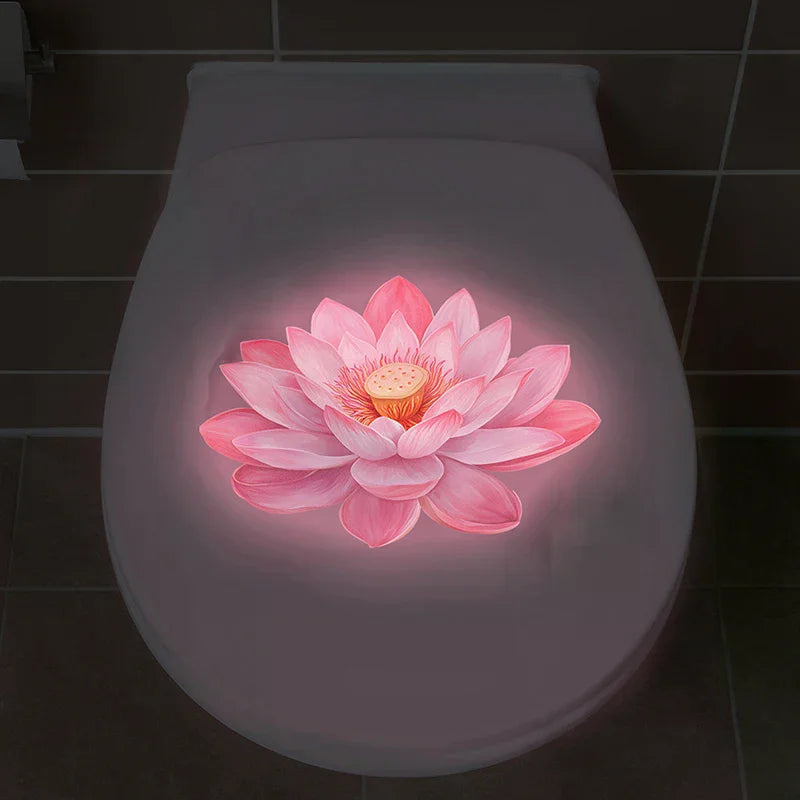 Glow-in-the-Dark Flower Toilet Sticker Luminous Toilet Decal Removable Self-Adhesive Home Decor Stickers For Bedroom Living Room Qme