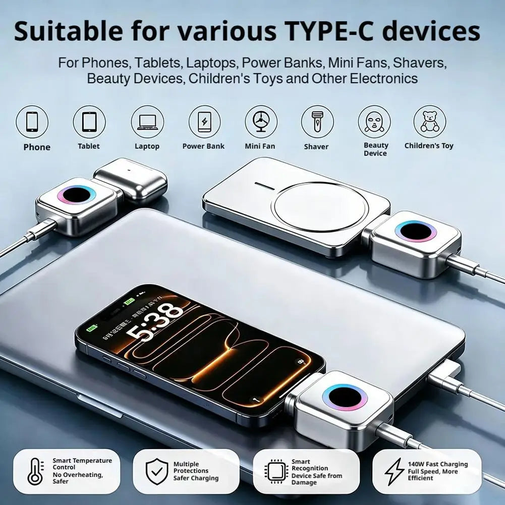 140W Type-c Charging Separator AI Intelligent Power-off Smart Adapter Qme