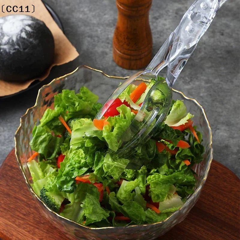 Transparent Plastic Salad Scissors Tongs- Reusable Food-safe Kitchen Qme