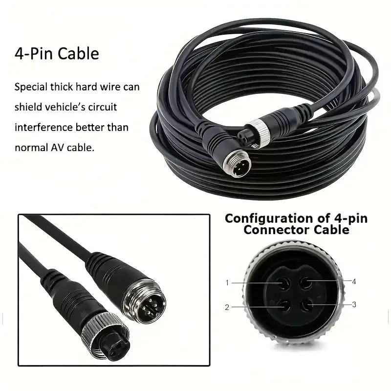3pcs 4 Pin Aviation Extension Video Cable 3M 5M 10M 15M 20M 30M for Truck Bus Monitor Camera Connection wire Qme
