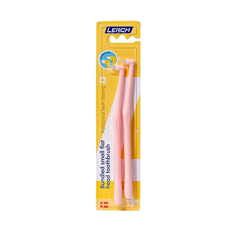 Small Head Single-beam Teeth Cleaning Toothbrush Interdental Brush Qme 2PCS Pink