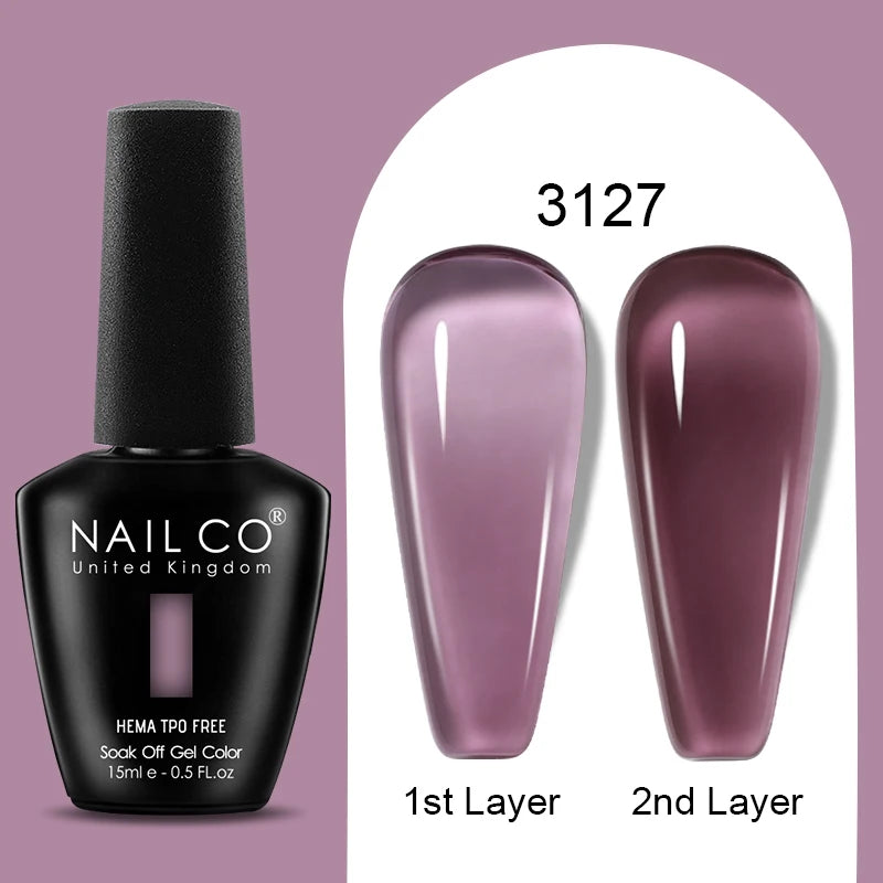 Nailco Jelly Gel Nail Polish Transparent Varnishes 44 Colors Red Pink