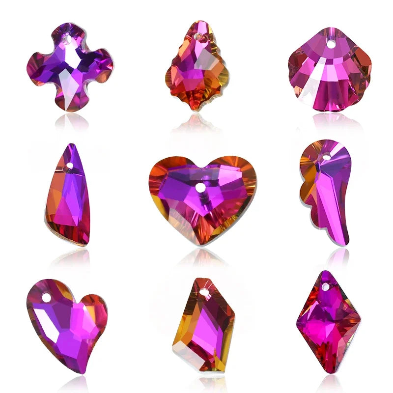 Crystal Multi -shape Pendants Single Hole Charms Glass Beads for DIY Jewelry Making Necklace Earrings Jewelry Craft Production Qme