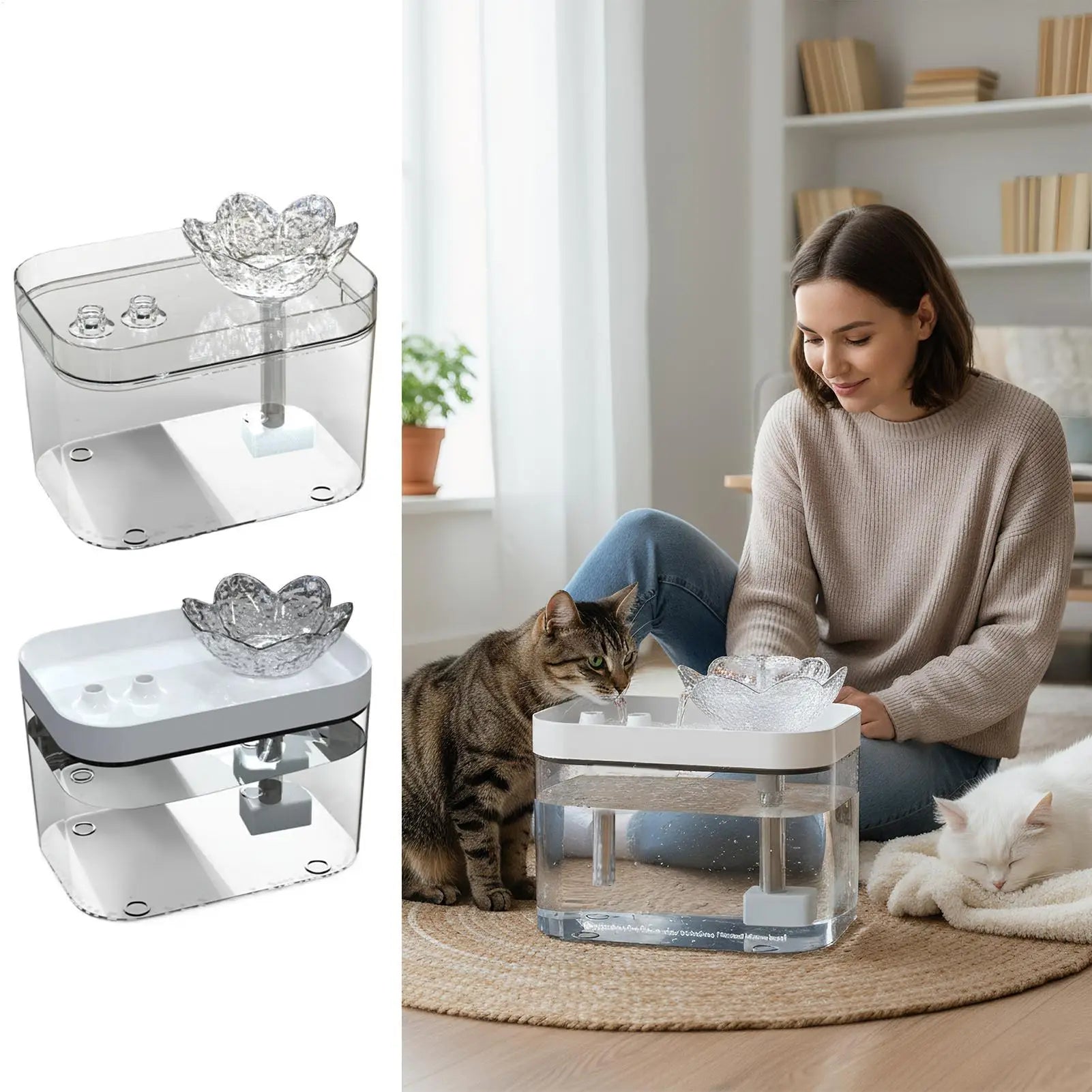 Cat Water Fountain USB Pet Filter Dispenser Silent Automatic Indoor Qme